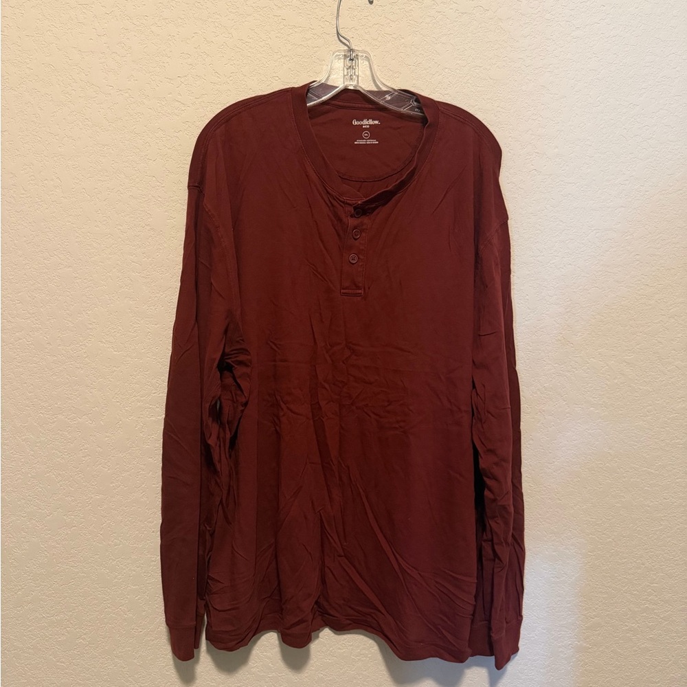 Goodfellow & Co Men's Long-Sleeve Henley - Maroon